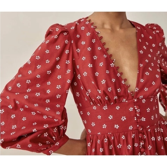 Reformation || Catie long sleeve cotton mini dress in nigella - Picture 5 of 9